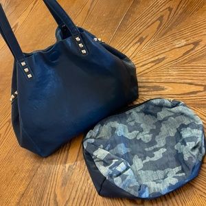 Navy blue & Camo reversible tote bag set
